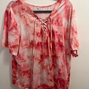 Women's Tie-Dye Lace-Up Top
